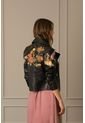 Chaqueta Biker De Cuero Para Mujer Bordado Jardín de Vélez