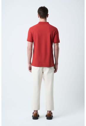 Polo Para Hombre Semi Fit Detalle Jacquard Polo Para Hombre Semi Fit Detalle Jacquard Terracota L Vélez