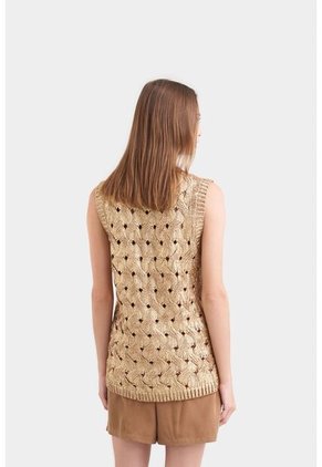 Chaleco Alba Tejido Folia Para Mujer Rectilíneo Chaleco Alba Tejido Folia Para Mujer Rectilíneo Dorado XL Vélez