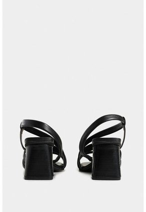 Sandalia Tacón Gobi De Cuero Liso Para Mujer Straps Sandalia Tacón Gobi De Cuero Liso Para Mujer Straps Negro 40 VÉLEZ