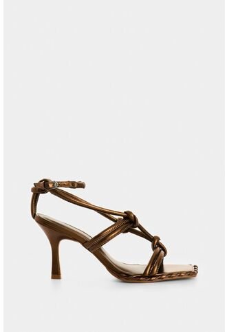 Sandalia Tacón De Cuero Para Mujer Ocaso Sandalia Tacón De Cuero Para Mujer Ocaso Bronce 39 VÉLEZ Vélez