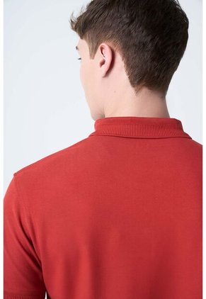 Polo Para Hombre Semi Fit Detalle Jacquard Polo Para Hombre Semi Fit Detalle Jacquard Terracota L Vélez