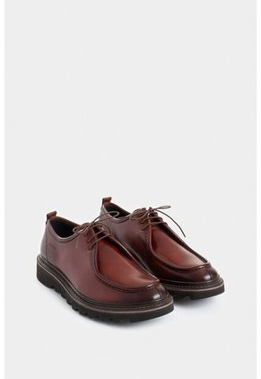 Zapato De Cordón Ambar De Cuero Para Hombre Detalle Costura Contraste Zapato De Cordón Ambar De Cuero Para Hombre Detalle Costura Contraste Vinotinto 39 VÉLEZ