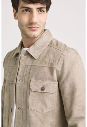 Chaqueta Zambeze De Gamuza Para Hombre Cuello Camisero Chaqueta Zambeze De Gamuza Para Hombre Cuello Camisero Gris XL Vélez