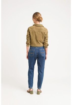 Jean Caltha En Denim Rígido Para Mujer Detalles Cuero Jean Caltha En Denim Rígido Para Mujer Detalles Cuero Azul 12 Vélez