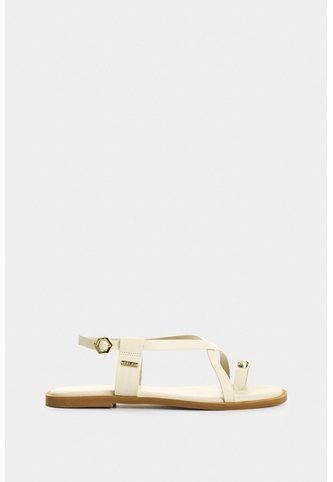 Sandalia Plana De Cuero Para Mujer Kira Sandalia Plana De Cuero Para Mujer Kira Beige 34 VÉLEZ Vélez
