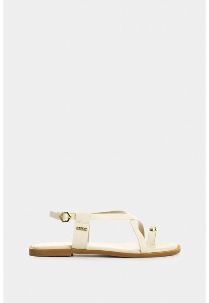 Sandalia Plana De Cuero Para Mujer Kira Sandalia Plana De Cuero Para Mujer Kira Beige 34 VÉLEZ