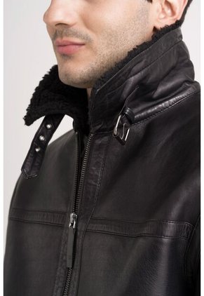 Chaqueta Atrani De Cuero Para Hombre Semi Ajustada Chaqueta Atrani De Cuero Para Hombre Semi Ajustada Negro XXL VÉLEZ