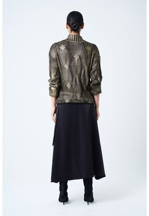 Sweater Rock En Tejido Rectilíneo Para Mujer Efecto Metalizado Sweater Rock En Tejido Rectilíneo Para Mujer Efecto Metalizado Oro Dorado XL VÉLEZ