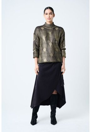 Sweater Rock En Tejido Rectilíneo Para Mujer Efecto Metalizado Sweater Rock En Tejido Rectilíneo Para Mujer Efecto Metalizado Oro Dorado XL VÉLEZ