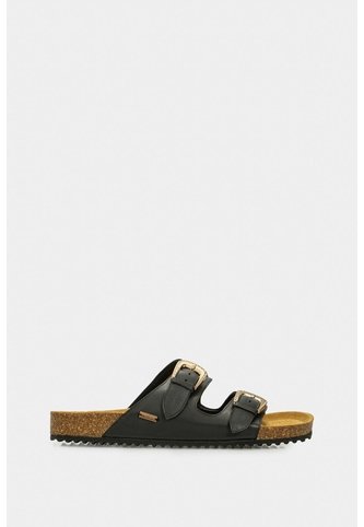 Sandalia Plana Pilos De Cuero Para Mujer Suela Corcho Sandalia Plana Pilos De Cuero Para Mujer Suela Corcho Negro 38 VÉLEZ Vélez