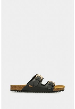 Sandalia Plana Pilos De Cuero Para Mujer Suela Corcho Sandalia Plana Pilos De Cuero Para Mujer Suela Corcho Negro 38 VÉLEZ