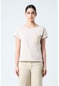 Camiseta Manga Corta Para Mujer Bolsillo Cuero Camiseta Manga Corta Para Mujer Bolsillo Cuero Arena S VÉLEZ de Vélez