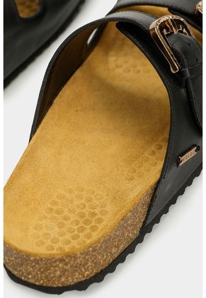 Sandalia Plana Pilos De Cuero Para Mujer Suela Corcho Sandalia Plana Pilos De Cuero Para Mujer Suela Corcho Negro 38 VÉLEZ