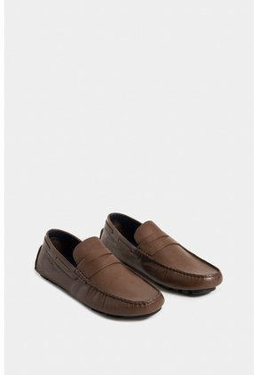 Mocasines Oporto De Cuero Para Hombre Efecto Tamponado Mocasines Oporto De Cuero Para Hombre Efecto Tamponado Cafe 46 VÉLEZ