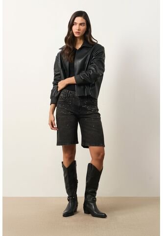 Bermuda Recta Con Detalle Taches Para Mujer Efos Bermuda Recta Con Detalle Taches Para Mujer Efos Negro 10 VÉLEZ Vélez
