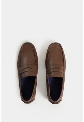 Mocasines Oporto De Cuero Para Hombre Efecto Tamponado Mocasines Oporto De Cuero Para Hombre Efecto Tamponado Cafe 46 VÉLEZ
