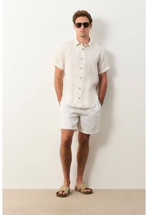 Camisa En Lino Manga Corta Siena Para Hombre Camisa En Lino Manga Corta Siena Para Hombre Arena XS VÉLEZ