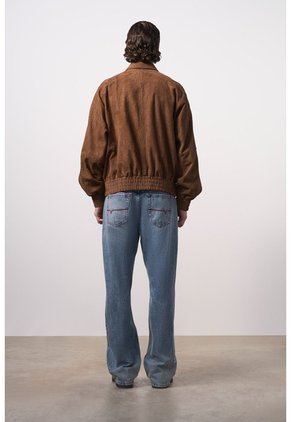 Chaqueta Bomber En Gamuza Croco Para Hombre Chaqueta Bomber En Gamuza Croco Para Hombre Cafe XS VÉLEZ