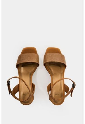 Sandalia Tacón De Cuero Grabado Para Mujer Kril Sandalia Tacón De Cuero Grabado Para Mujer Kril Miel 40 VÉLEZ