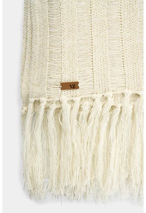 Bufanda Tejida Con Lurex Y Flecos Para Mujer Tika Bufanda Tejida Con Lurex Y Flecos Para Mujer Tika Crema XS VÉLEZ