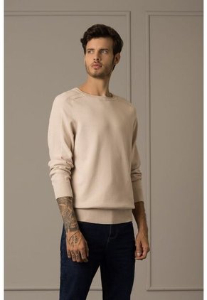 Sweater Tejido En Algodón Para Hombre Manga Ranglan Sweater Tejido En Algodón Para Hombre Manga Ranglan Crema M VÉLEZ