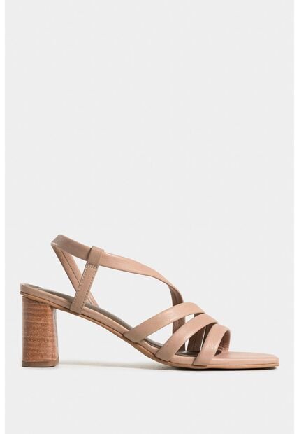 Sandalia Tacón Gobi De Cuero Liso Para Mujer Straps Sandalia Tacón Gobi De Cuero Liso Para Mujer Straps Arena 40 VÉLEZ