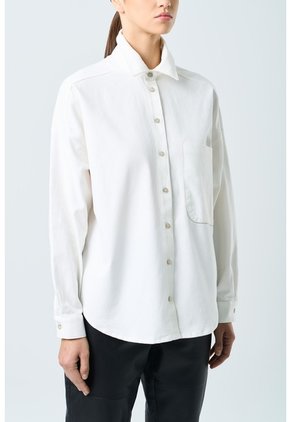 Camisa Avellano Manga Larga Oversized Para Mujer Hombro Rodado Camisa Avellano Manga Larga Oversized Para Mujer Hombro Rodado Crema XS VÉLEZ