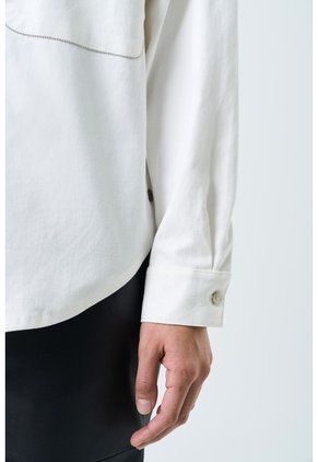 Camisa Avellano Manga Larga Oversized Para Mujer Hombro Rodado Camisa Avellano Manga Larga Oversized Para Mujer Hombro Rodado Crema XS VÉLEZ