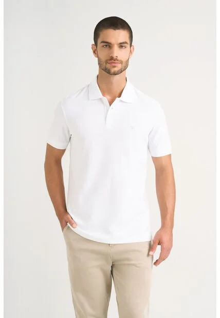 Polo Para Hombre Semi Fit Detalle Jacquard Polo Para Hombre Semi Fit Detalle Jacquard Blanco XS VÉLEZ