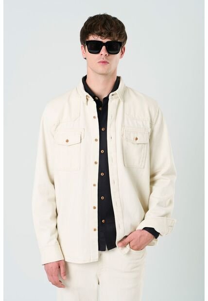 Sobrecamisa Manga Larga Elon Para Hombre Semi Fitted Sobrecamisa Manga Larga Elon Para Hombre Semi Fitted Crema XL VÉLEZ