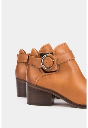 Botines Tacón De Cuero Hebilla Botines Tacón De Cuero Hebilla Miel 37 VÉLEZ