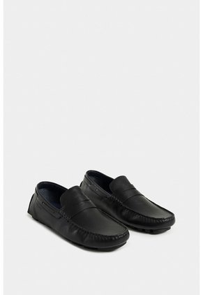Mocasines Oporto De Cuero Para Hombre Efecto Tamponado Mocasines Oporto De Cuero Para Hombre Efecto Tamponado Negro 40 VÉLEZ