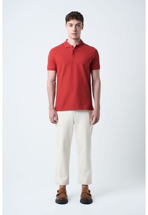 Polo Para Hombre Semi Fit Detalle Jacquard Polo Para Hombre Semi Fit Detalle Jacquard Terracota XXL Vélez