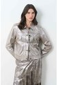 Chaqueta Trucker De Cuero Gamuzado Para Mujer Glass Chaqueta Trucker De Cuero Gamuzado Para Mujer Glass Plata L VÉLEZ de Vélez