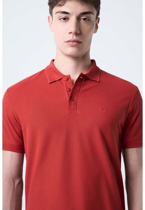 Polo Para Hombre Semi Fit Detalle Jacquard Polo Para Hombre Semi Fit Detalle Jacquard Terracota XXL Vélez
