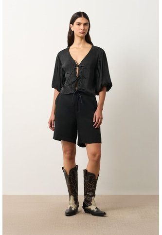 Camisa Kusa Con Efecto Satinado Para Mujer Camisa Kusa Con Efecto Satinado Para Mujer Negro XL VÉLEZ Vélez