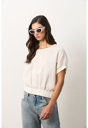 Camisa Manga Corta Para Mujer Sereno Camisa Manga Corta Para Mujer Sereno Crema M VÉLEZ