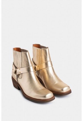 Botines Texanos De Cuero Folia Para Mujer Dima Cuadrada Botines Texanos De Cuero Folia Para Mujer Dima Cuadrada Dorado 37 VÉLEZ