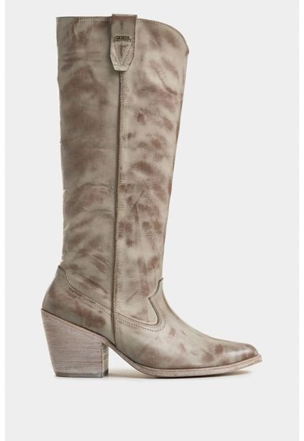 Bota Caña Alta Orquídea De Cuero Para Mujer Acabado Rústico Bota Caña Alta Orquídea De Cuero Para Mujer Acabado Rústico Arena 40 Vélez