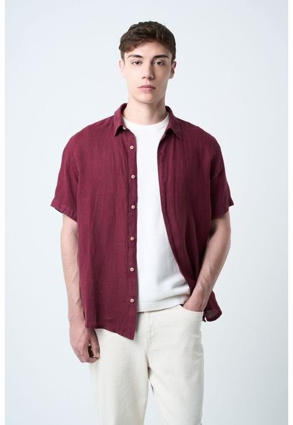 Camisa Manga Corta Lino Para Hombre Bordado Vz Camisa Manga Corta Lino Para Hombre Bordado Vz Mora XL Vélez