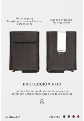 Porta Documentos De Cuero Miniwallet Porta Documentos De Cuero Miniwallet Azul Oscuro VÉLEZ