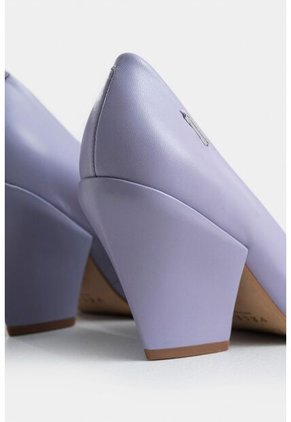 Tacones Cerrados Libra De Cuero Para Mujer Punta Cuadrada Tacones Cerrados Libra De Cuero Para Mujer Punta Cuadrada Lila 40 VÉLEZ