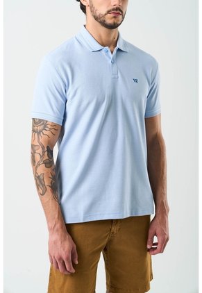 Polo Manga Corta Essential Para Hombre Textura Polo Manga Corta Essential Para Hombre Textura Azul Claro XS VÉLEZ