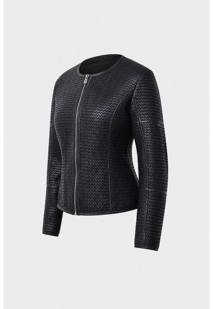 Chaqueta De Cuero Tejido Para Mujer Woven Chaqueta De Cuero Tejido Para Mujer Woven Negro XXL VÉLEZ
