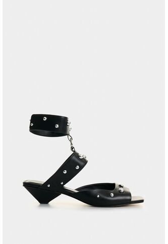 Sandalia Plana De Cuero Para Mujer Circle Sandalia Plana De Cuero Para Mujer Circle Negro 37 VÉLEZ Vélez