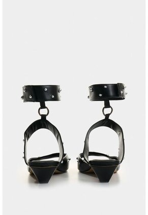 Sandalia Plana De Cuero Para Mujer Circle Sandalia Plana De Cuero Para Mujer Circle Negro 37 VÉLEZ