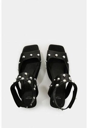 Sandalia Plana De Cuero Para Mujer Circle Sandalia Plana De Cuero Para Mujer Circle Negro 37 VÉLEZ