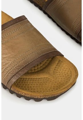 Sandalia Plana Slide De Cuero Para Hombre Silueta Tipo Strap Sandalia Plana Slide De Cuero Para Hombre Silueta Tipo Strap Kaky 43 Vélez