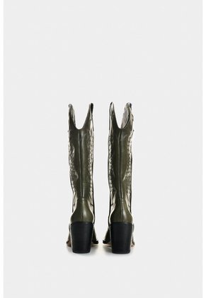 Botas De Cuero Bordado Para Mujer Elia Botas De Cuero Bordado Para Mujer Elia Verde 36 VÉLEZ